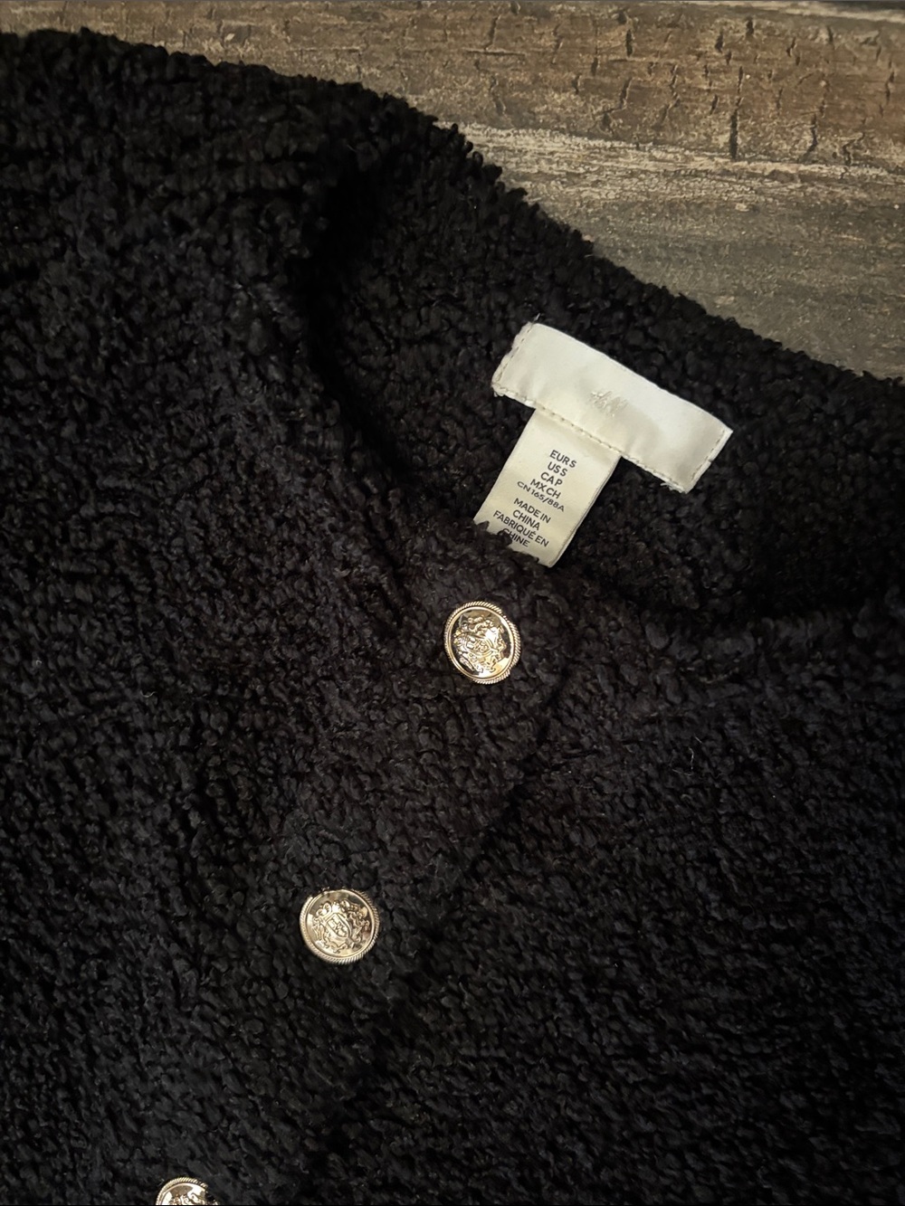 H&M Black Teddy Button-Front Cropped Jacket - Picture 2 of 4